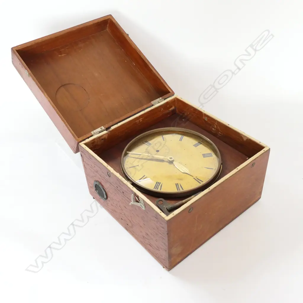 BRASS SHIP'S CLOCK (MODIFIED) FACE ENGRAVED G.DOUGLAS, DUMBARTON. Dia.175mm IN BOX Image 1++